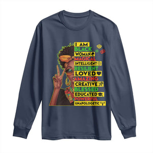 I Am Black Man Long Sleeve Shirt Afro African American Pride Black History Month TS02 Navy Print Your Wear