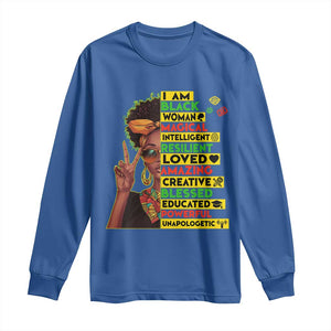 I Am Black Man Long Sleeve Shirt Afro African American Pride Black History Month TS02 Royal Blue Print Your Wear