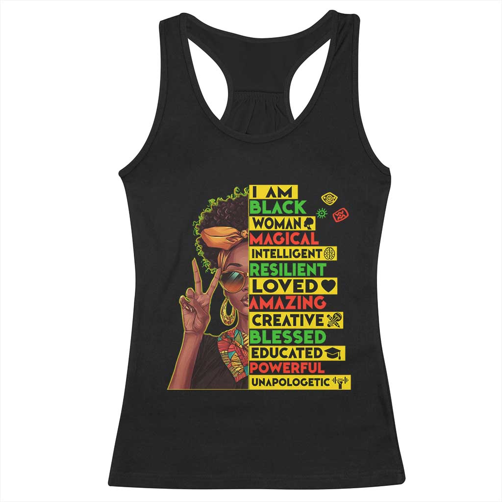 I Am Black Man Racerback Tank Top Afro African American Pride Black History Month TS02 Black Print Your Wear