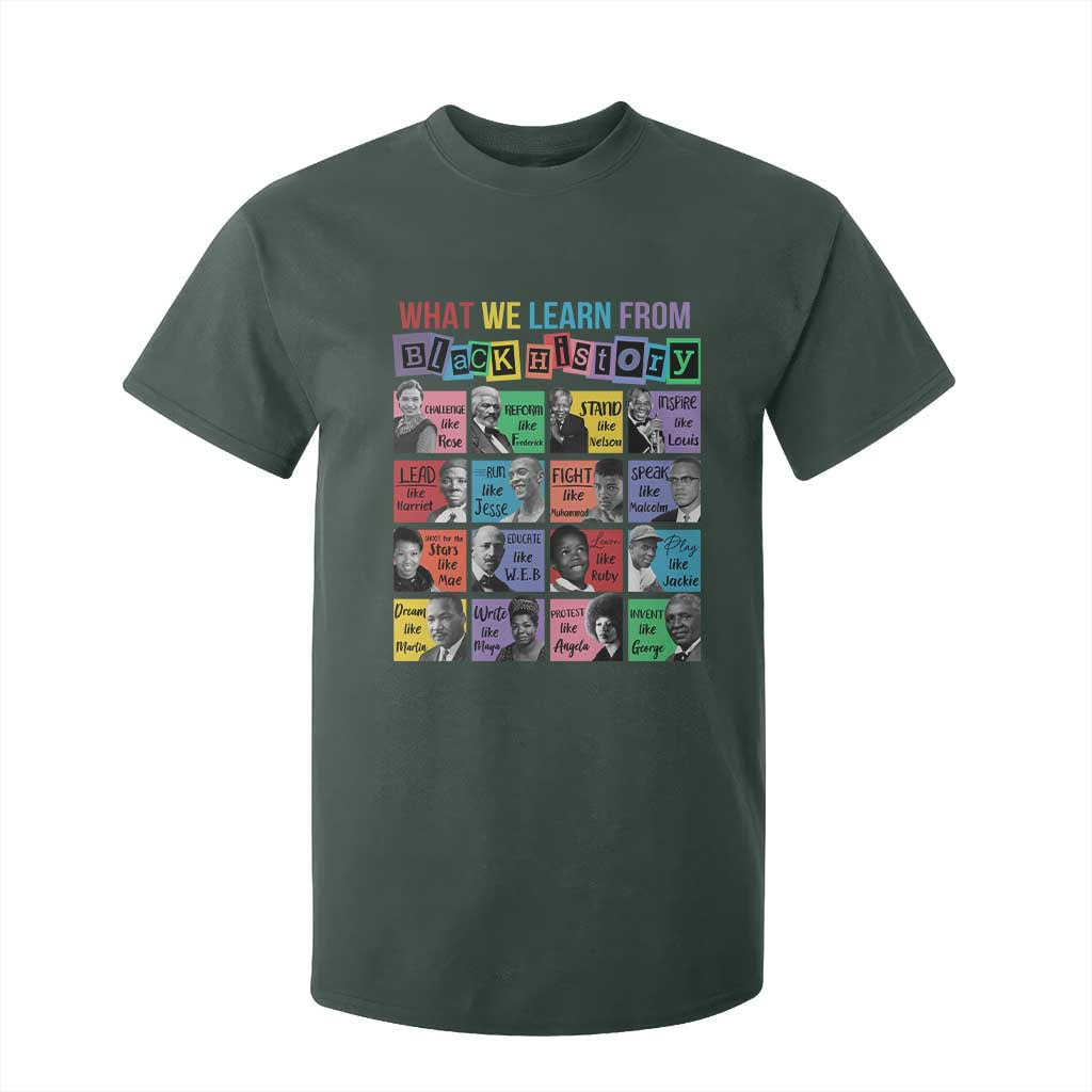 What We Learn From Black History T Shirt For Kid Black Civil Rights Leaders TS02 Dark Forest Green Print Your Wear