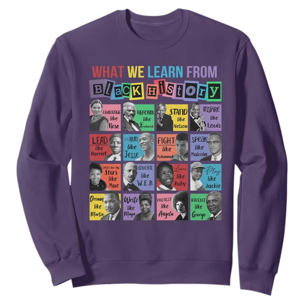 What We Learn From Black History Sweatshirt Black Civil Rights Leaders TS02 Purple Print Your Wear