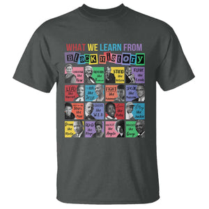What We Learn From Black History T Shirt - Black Civil Rights Leaders Heritage Tribute Tee TS02 Dark Heather Print Your Wear