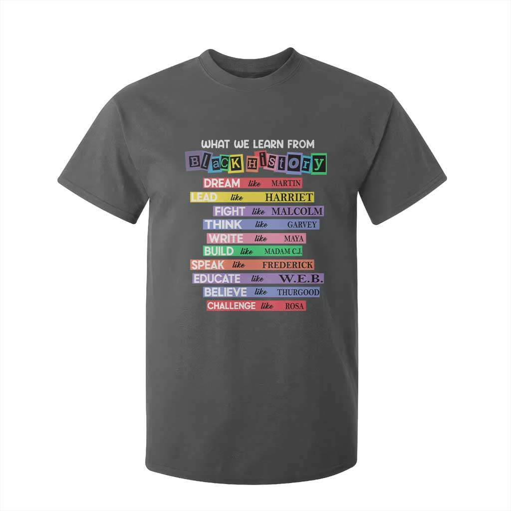 What We Learn From Black History T Shirt For Kid Celebration African American Roots Pride TS02 Dark Heather Print Your Wear