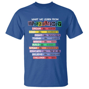What We Learn From Black History T Shirt Celebration African American Roots Pride TS02 Royal Blue Print Your Wear