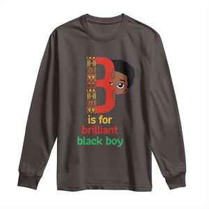 Black History Month Boy Long Sleeve Shirt B Is For Brilliant HBCU Education TS02 Dark Chocolate Print Your Wear