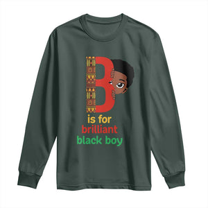 Black History Month Boy Long Sleeve Shirt B Is For Brilliant HBCU Education TS02 Dark Forest Green Print Your Wear