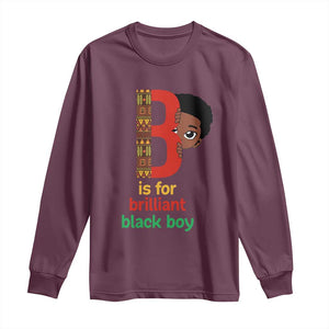 Black History Month Boy Long Sleeve Shirt B Is For Brilliant HBCU Education TS02 Maroon Print Your Wear