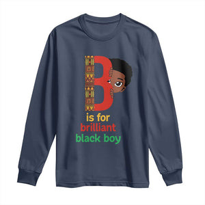 Black History Month Boy Long Sleeve Shirt B Is For Brilliant HBCU Education TS02 Navy Print Your Wear