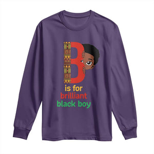 Black History Month Boy Long Sleeve Shirt B Is For Brilliant HBCU Education TS02 Purple Print Your Wear