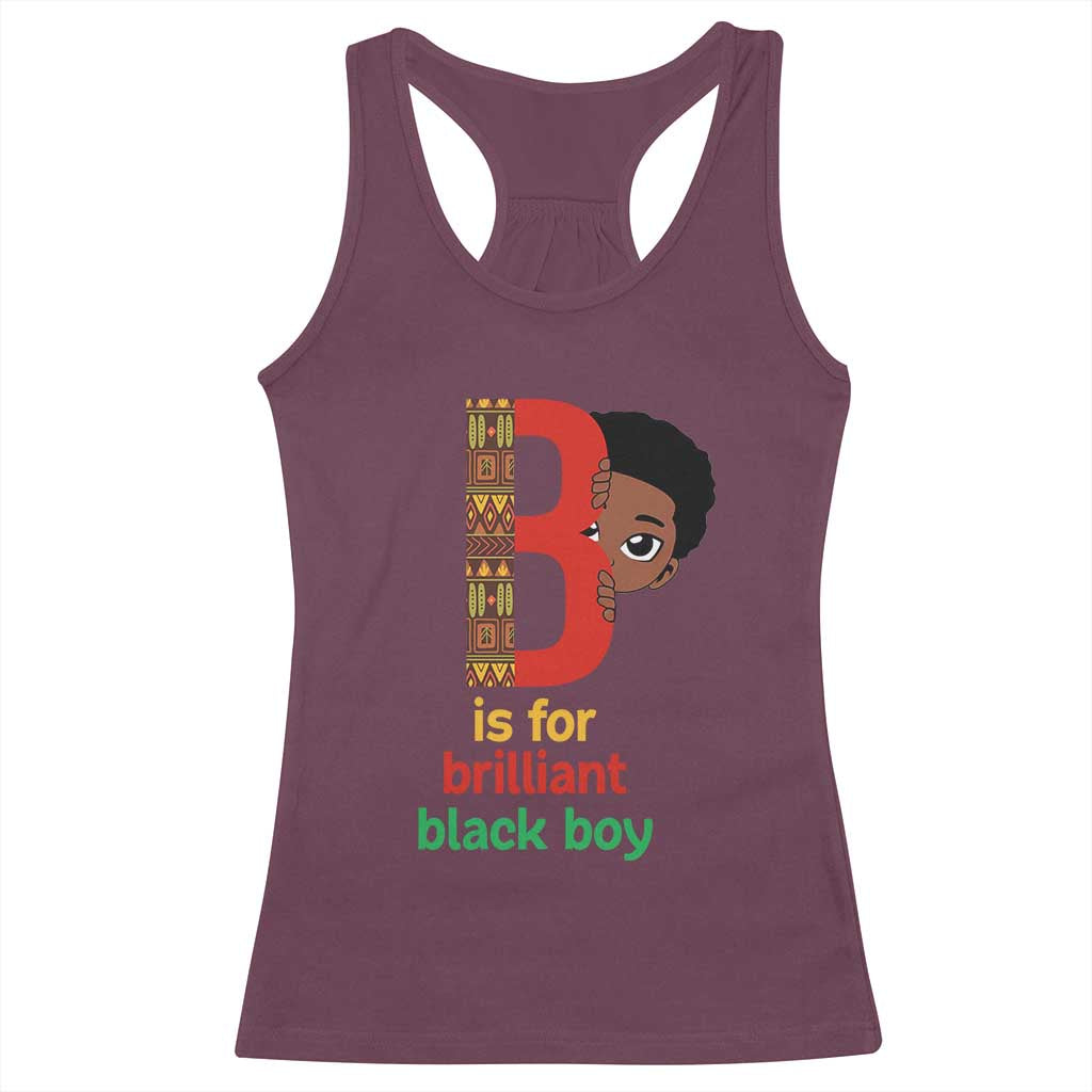 Black History Month Boy Racerback Tank Top B Is For Brilliant HBCU Education TS02 Maroon Print Your Wear