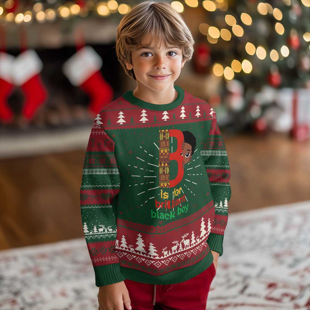 Black History Month Boy Knit Sweatshirt B Is For Brilliant HBCU Education TS02 Christmas Print Your Wear