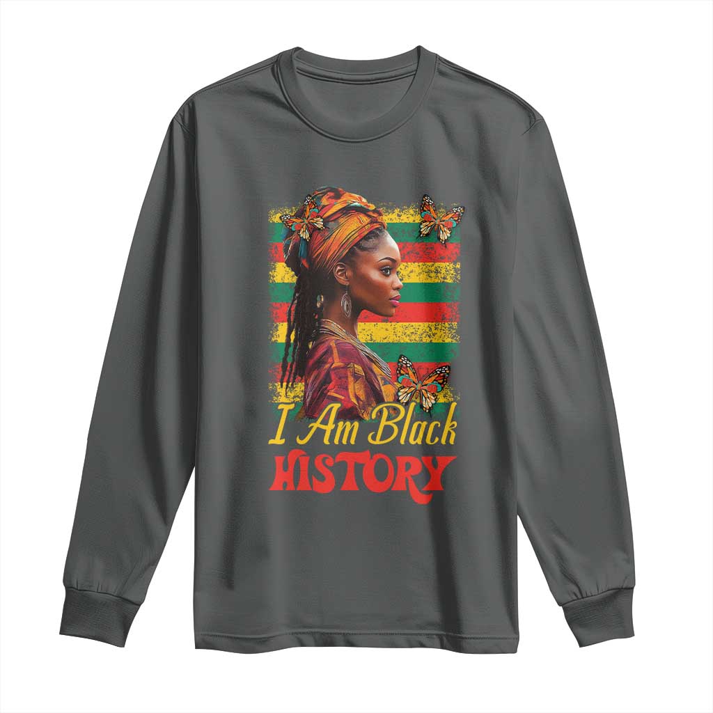 I Am Black History Long Sleeve Shirt African American Pride Woman TS02 Dark Heather Print Your Wear