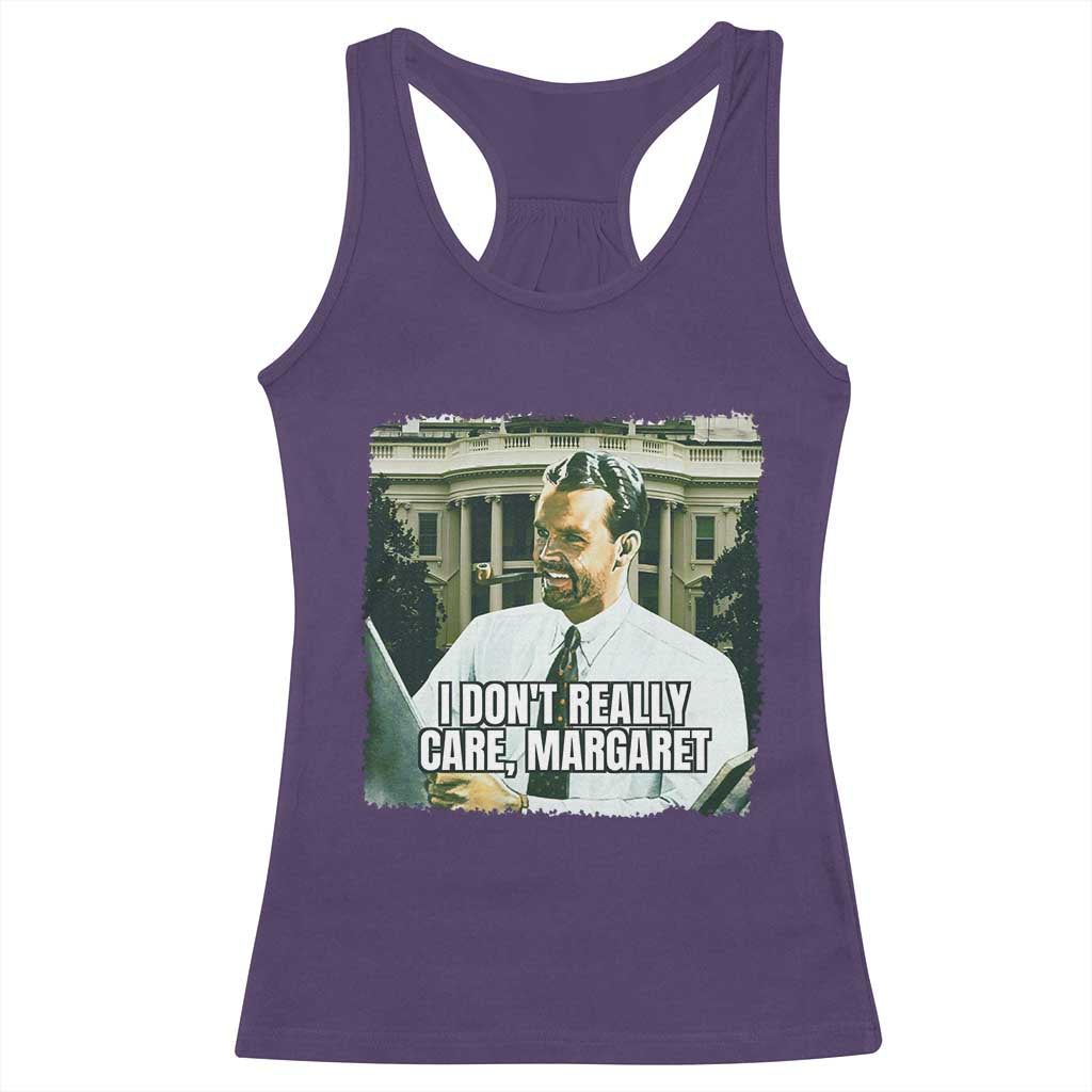 Funny JD Vance Interview Meme Racerback Tank Top I Don't Really Care Margaret TS02 Purple Print Your Wear