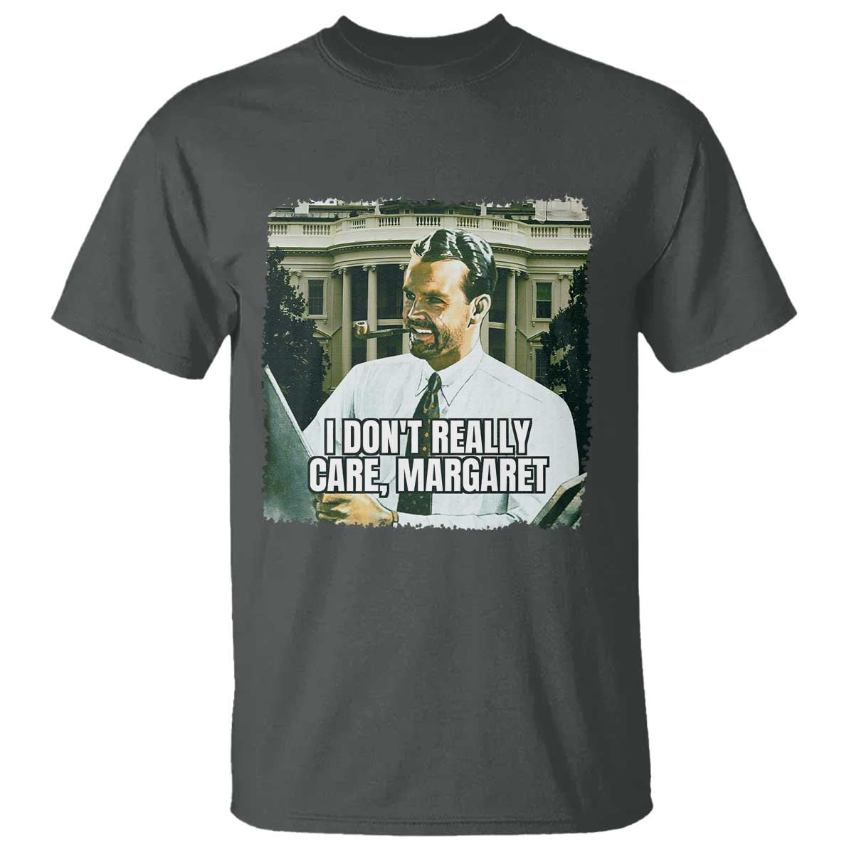 Funny JD Vance Interview Meme T Shirt I Don't Really Care Margaret TS02 Dark Heather Print Your Wear