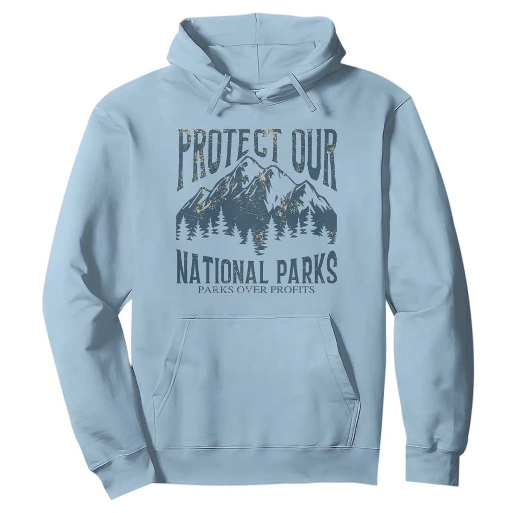 Protect Our National Parks Hoodie Retro Mountain Nature Graphic TS02 Light Blue Print Your Wear