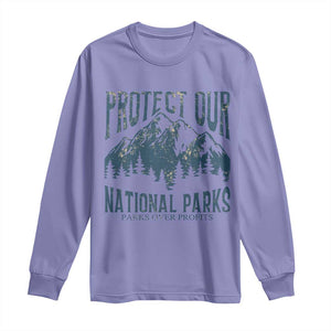 Protect Our National Parks Long Sleeve Shirt Retro Mountain Nature Graphic TS02 Violet Print Your Wear