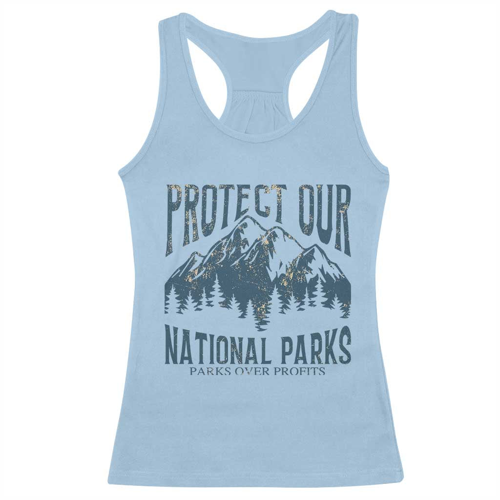 Protect Our National Parks Racerback Tank Top Retro Mountain Nature Graphic TS02 Light Blue Print Your Wear