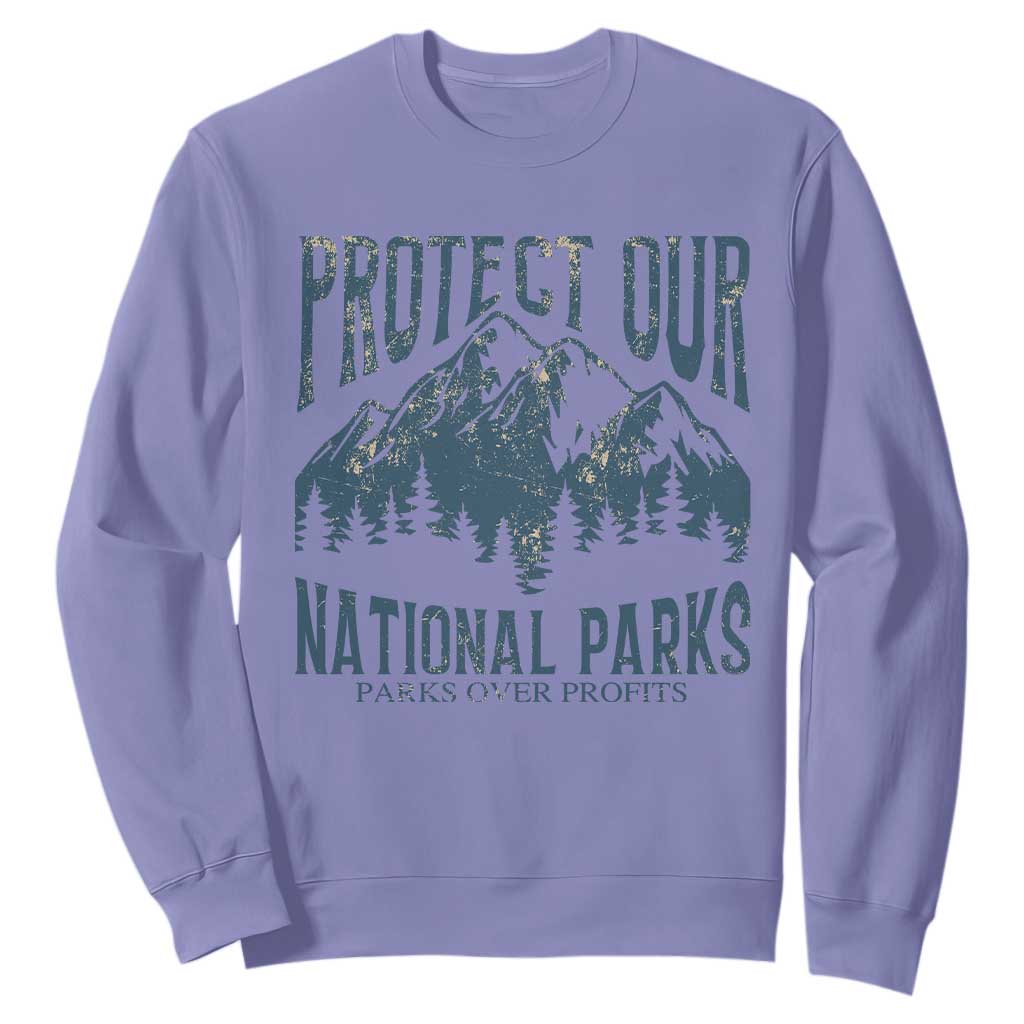 Protect Our National Parks Sweatshirt Retro Mountain Nature Graphic TS02 Violet Print Your Wear