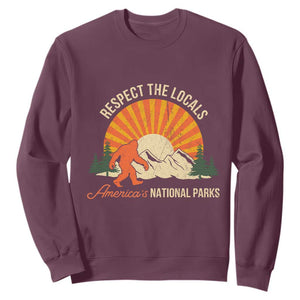 Respect The Locals Sweatshirt America's National Parks Vintage Bigfoot TS02 Maroon Print Your Wear