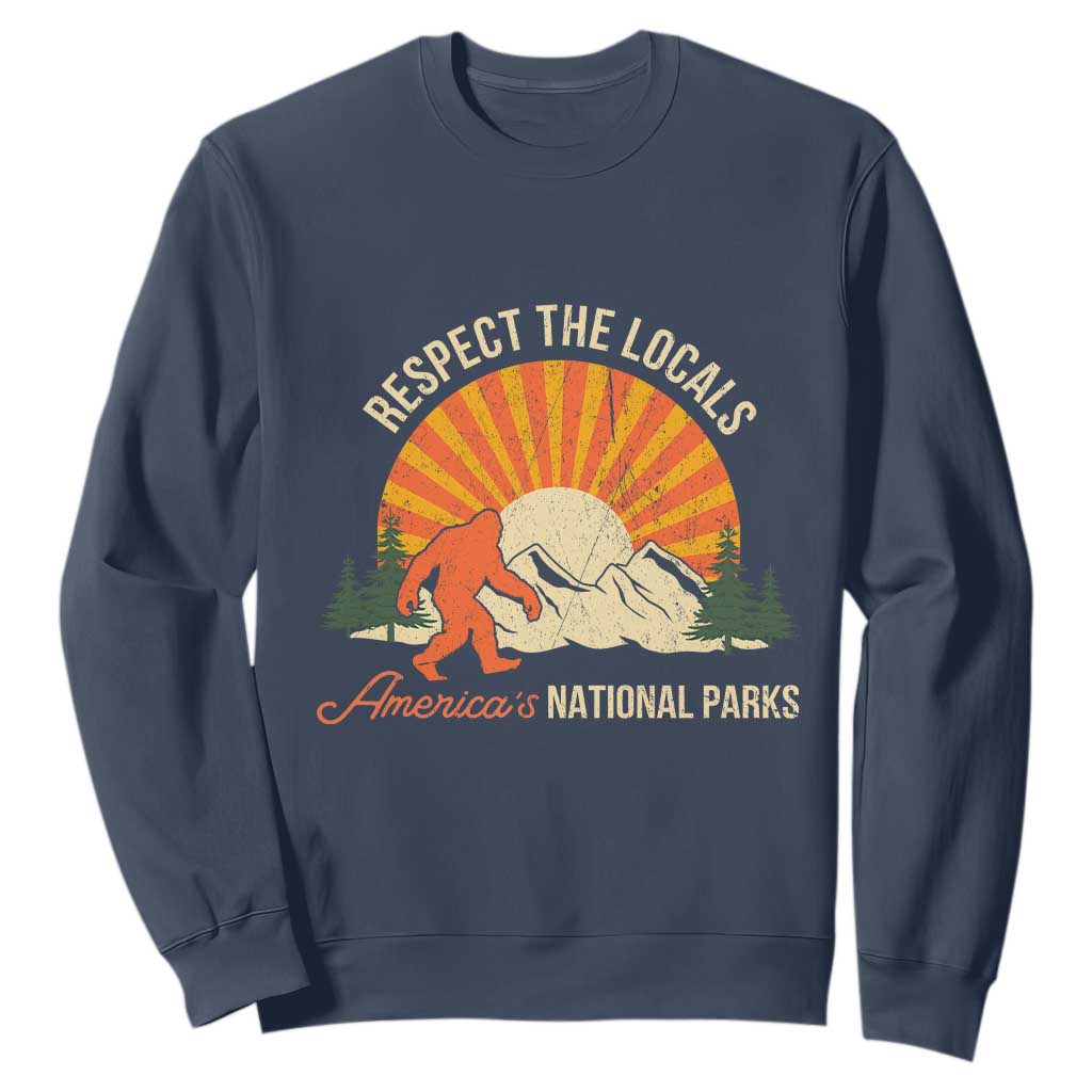 Respect The Locals Sweatshirt America's National Parks Vintage Bigfoot TS02 Navy Print Your Wear