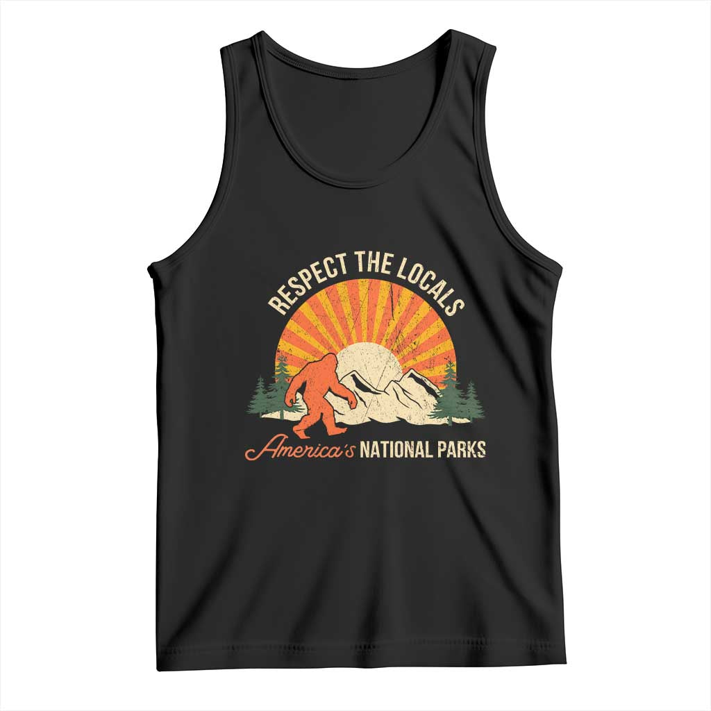 Respect The Locals Tank Top America's National Parks Vintage Bigfoot TS02 Black Print Your Wear