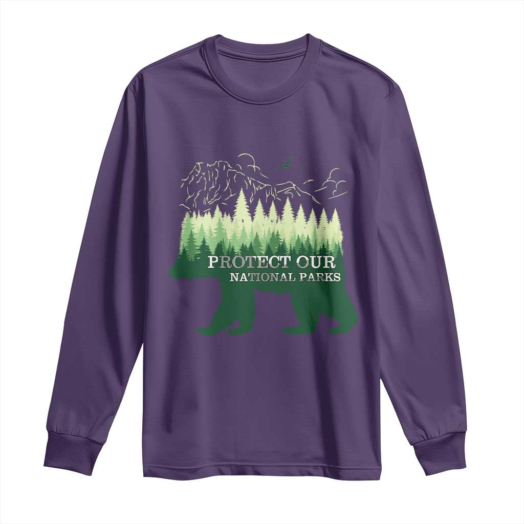 Protect Our Parks National Park Long Sleeve Shirt Bear Hiking Nature TS02 Purple Print Your Wear