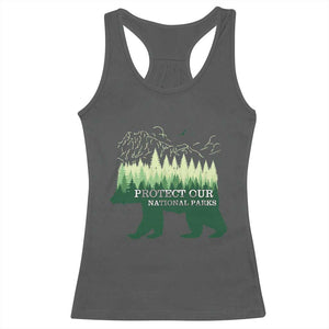 Protect Our Parks National Park Racerback Tank Top Bear Hiking Nature TS02 Dark Heather Print Your Wear