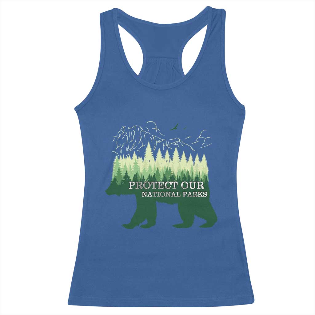 Protect Our Parks National Park Racerback Tank Top Bear Hiking Nature TS02 Royal Blue Print Your Wear