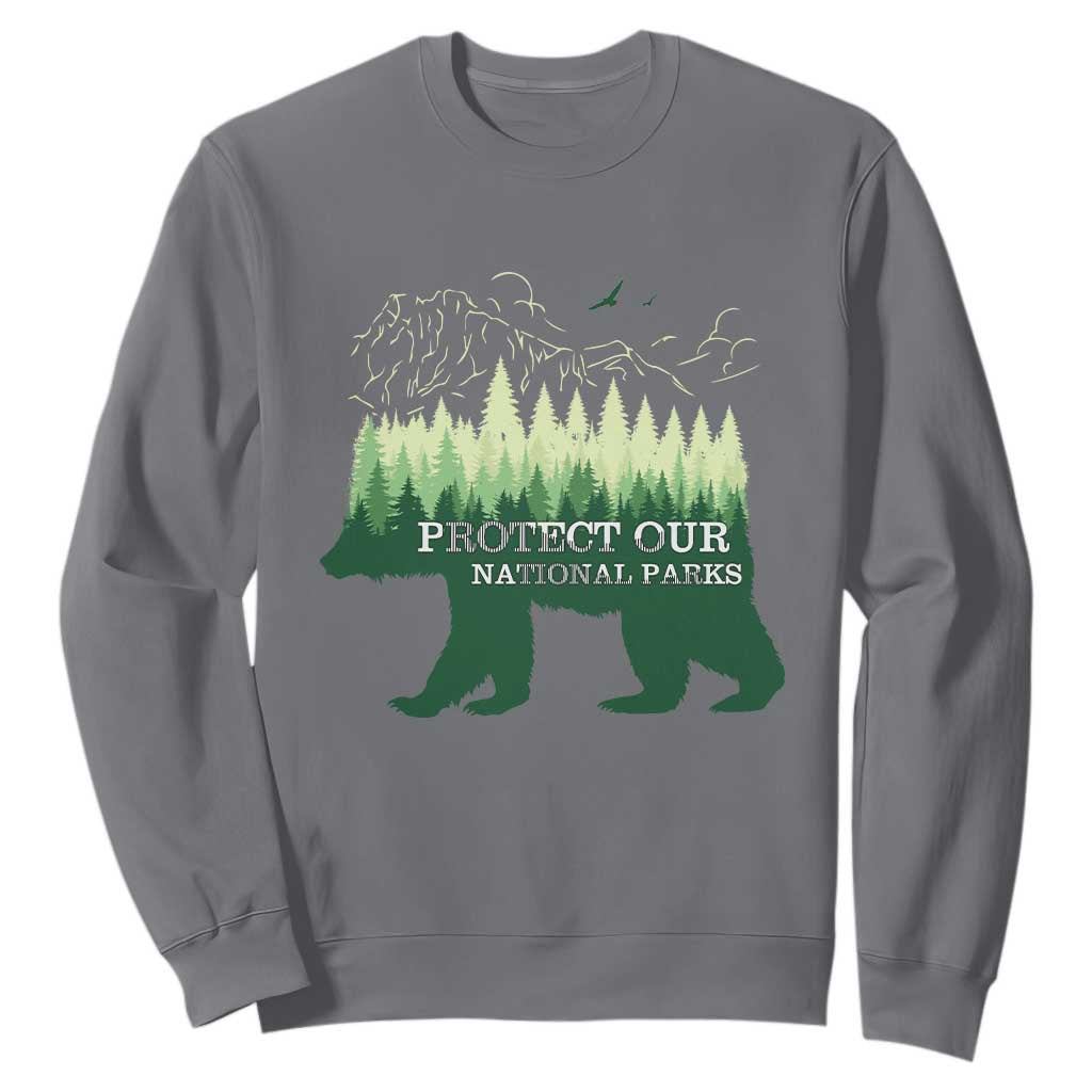 Protect Our Parks National Park Sweatshirt Bear Hiking Nature TS02 Charcoal Print Your Wear