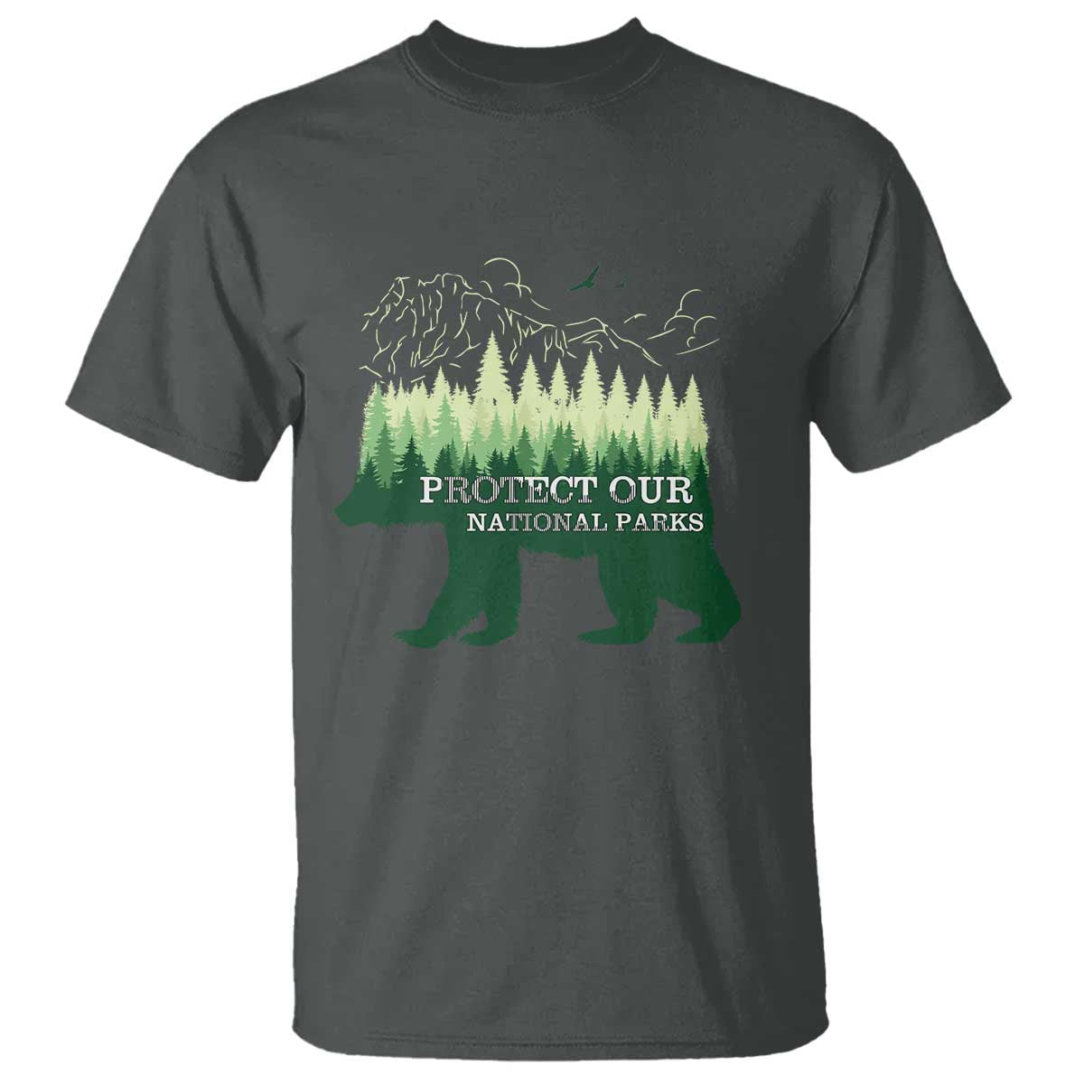 Protect Our Parks National Park T Shirt Bear Hiking Nature TS02 Dark Heather Print Your Wear