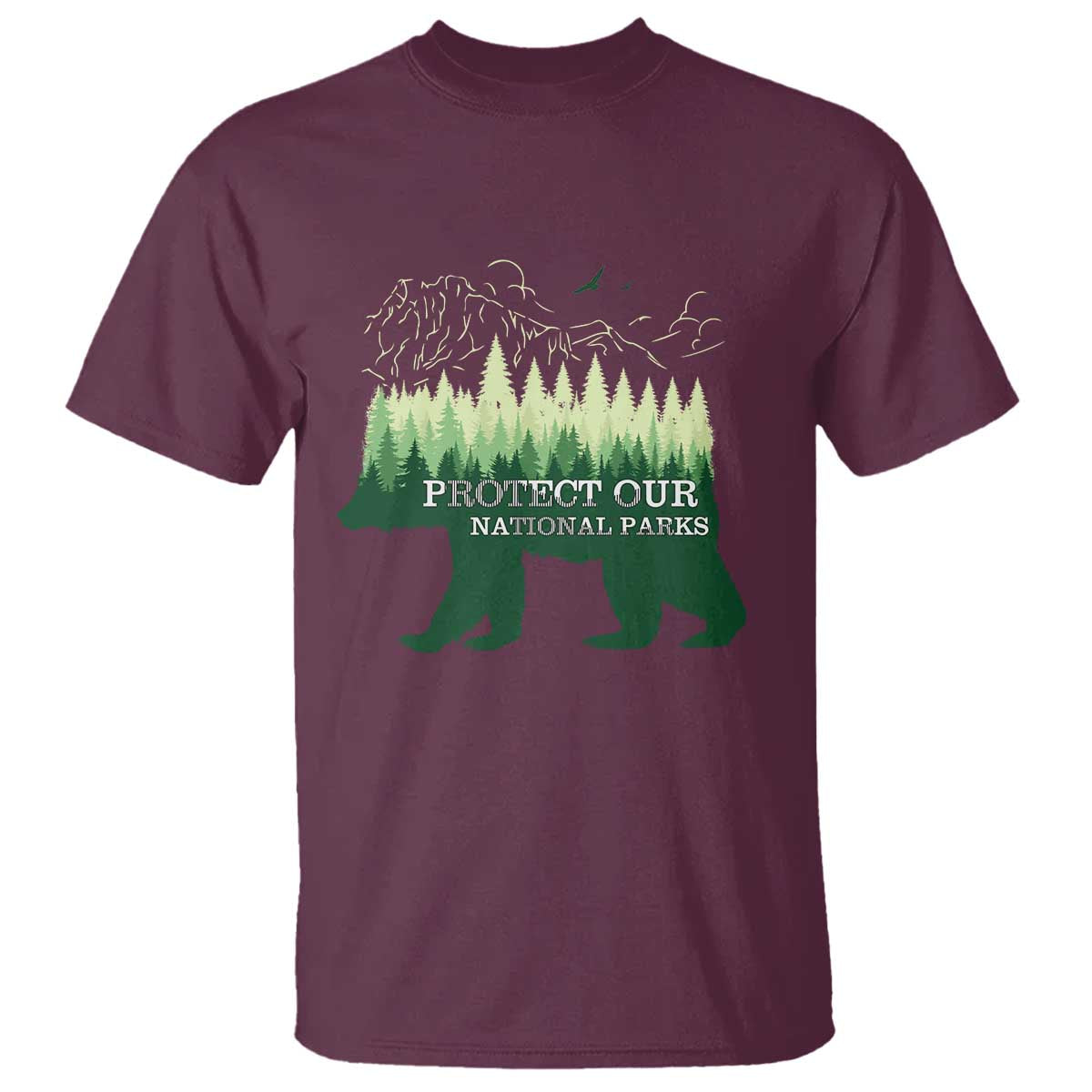 Protect Our Parks National Park T Shirt Bear Hiking Nature TS02 Maroon Print Your Wear
