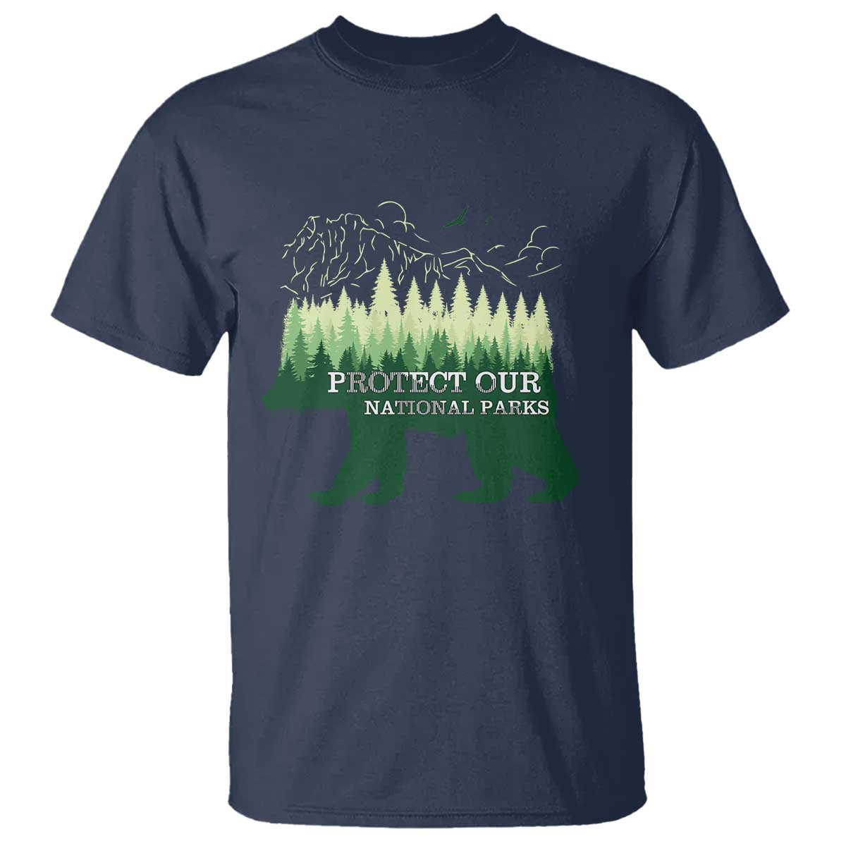 Protect Our Parks National Park T Shirt Bear Hiking Nature TS02 Navy Print Your Wear