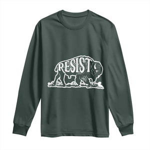 Protect Our National Parks Long Sleeve Shirt Bison Wildlife Resist TS02 Dark Forest Green Print Your Wear