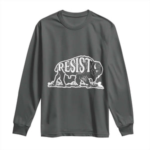 Protect Our National Parks Long Sleeve Shirt Bison Wildlife Resist TS02 Dark Heather Print Your Wear