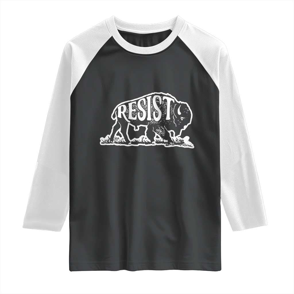 Protect Our National Parks Raglan Shirt Bison Wildlife Resist TS02 Black White Print Your Wear