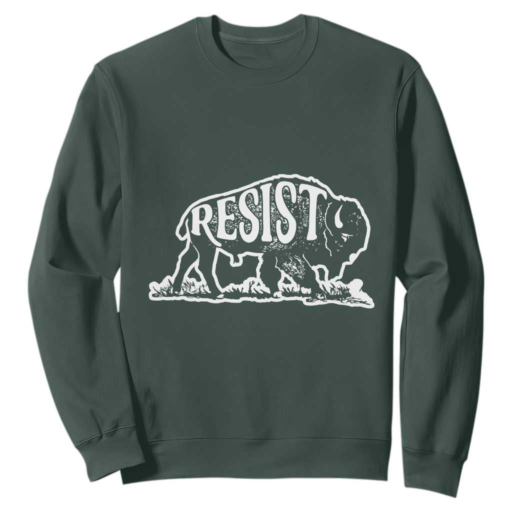 Protect Our National Parks Sweatshirt Bison Wildlife Resist TS02 Dark Forest Green Print Your Wear