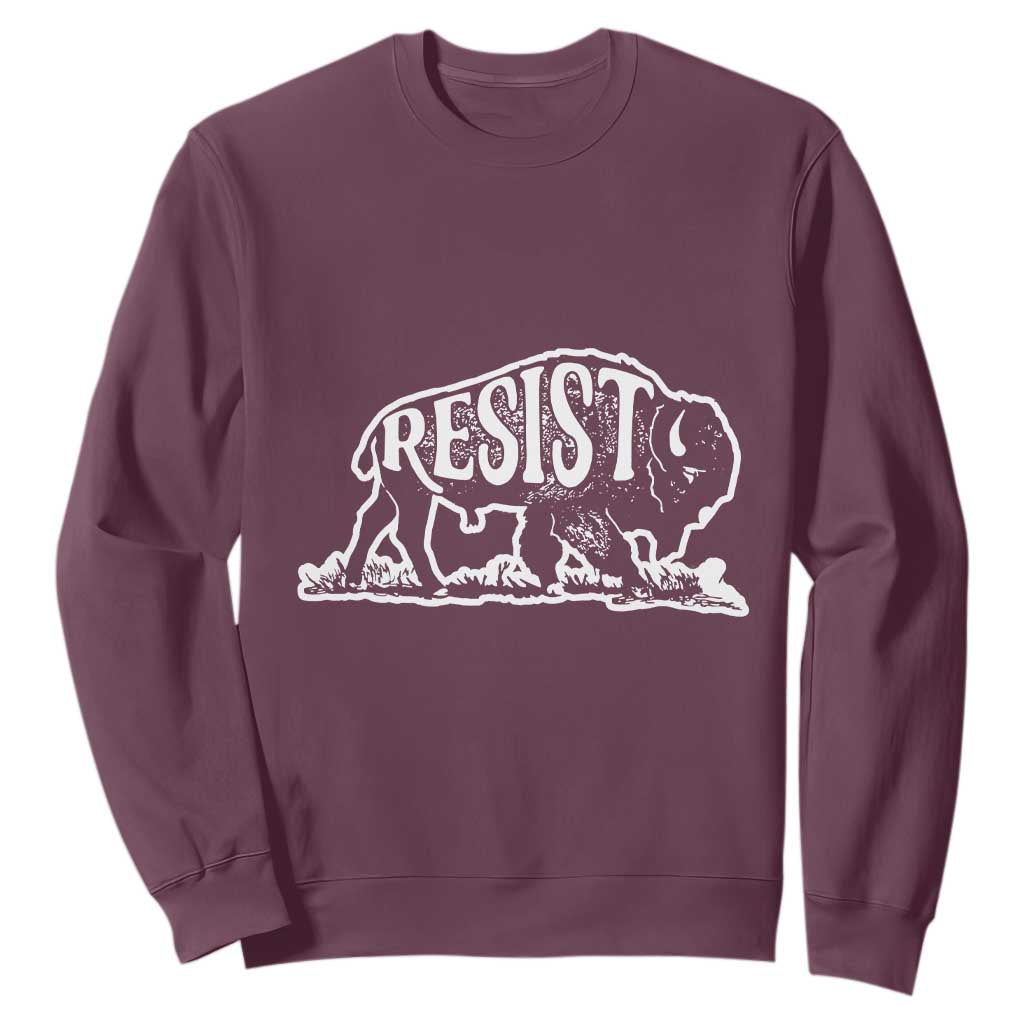 Protect Our National Parks Sweatshirt Bison Wildlife Resist TS02 Maroon Print Your Wear