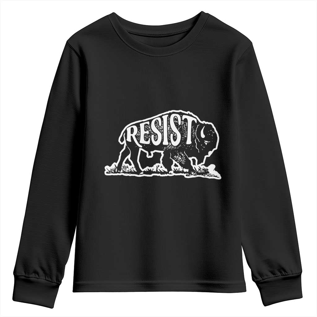 Protect Our National Parks Youth Sweatshirt Bison Wildlife Resist TS02 Black Print Your Wear