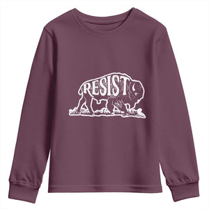 Protect Our National Parks Youth Sweatshirt Bison Wildlife Resist TS02 Maroon Print Your Wear