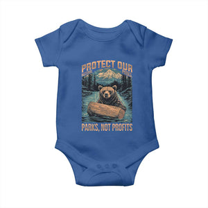 Protect Our National Parks Baby Onesie Parks Not Profits Bear Retro Graphic TS02 Royal Blue Print Your Wear