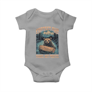 Protect Our National Parks Baby Onesie Parks Not Profits Bear Retro Graphic TS02 Sport Gray Print Your Wear