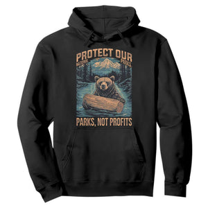 Protect Our National Parks Hoodie Parks Not Profits Bear Retro Graphic TS02 Black Print Your Wear