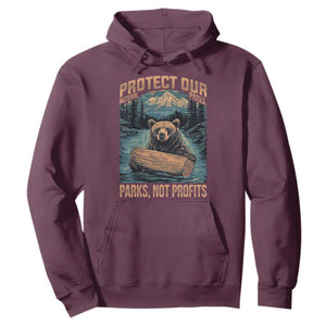 Protect Our National Parks Hoodie Parks Not Profits Bear Retro Graphic TS02 Maroon Print Your Wear