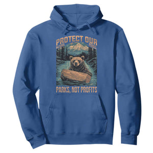 Protect Our National Parks Hoodie Parks Not Profits Bear Retro Graphic TS02 Royal Blue Print Your Wear