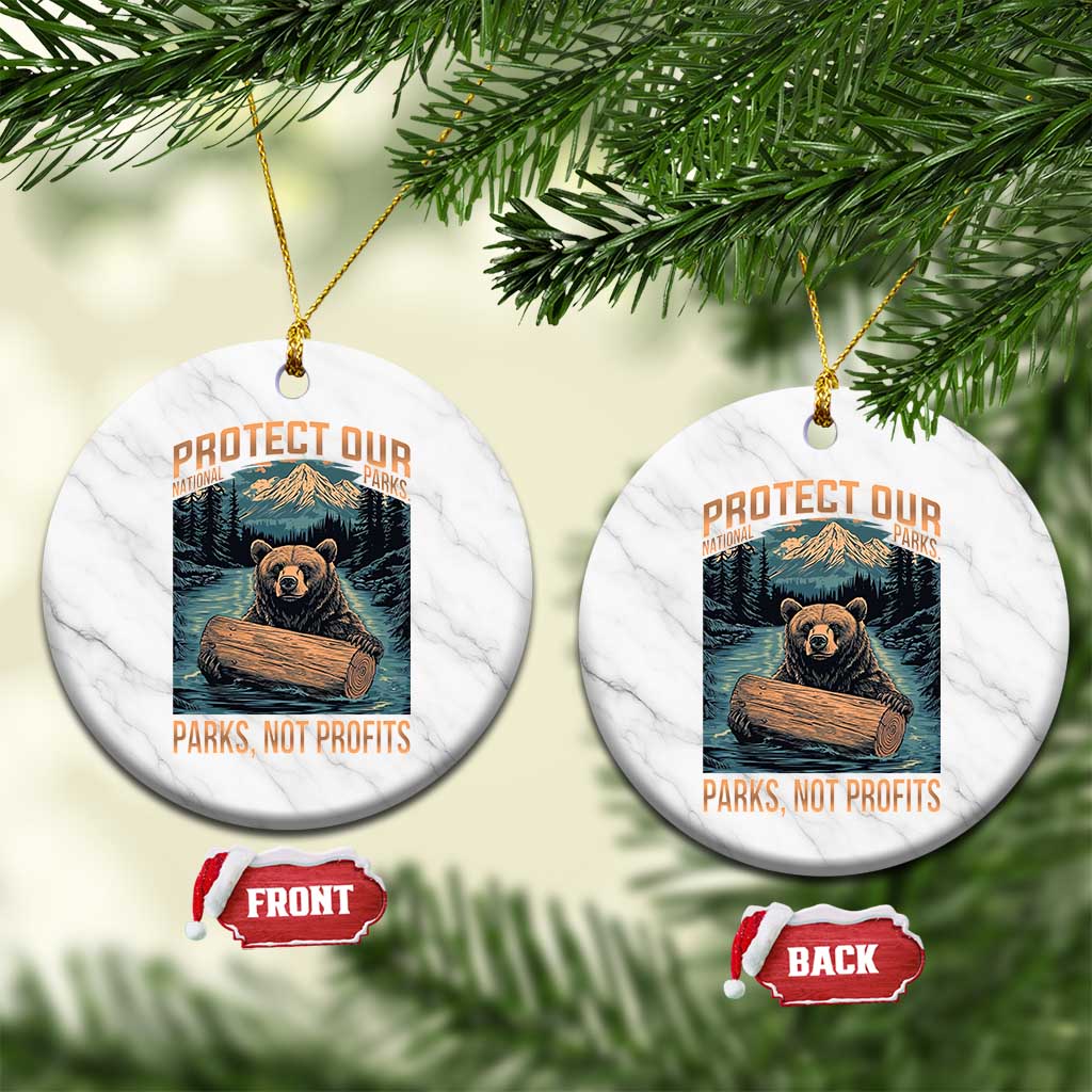 Protect Our National Parks Ceramic Ornament Parks Not Profits Bear Retro Graphic TS02 1pc White Marble Print Your Wear