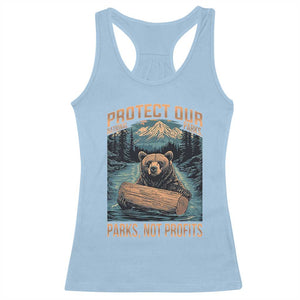 Protect Our National Parks Racerback Tank Top Parks Not Profits Bear Retro Graphic TS02 Light Blue Print Your Wear