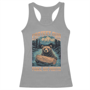 Protect Our National Parks Racerback Tank Top Parks Not Profits Bear Retro Graphic TS02 Sport Gray Print Your Wear