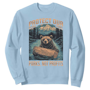 Protect Our National Parks Sweatshirt Parks Not Profits Bear Retro Graphic TS02 Light Blue Print Your Wear