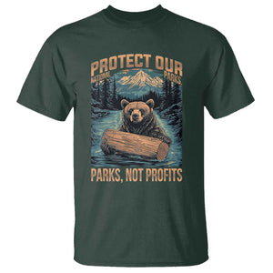 Protect Our National Parks T Shirt Parks Not Profits Bear Retro Graphic TS02 Dark Forest Green Print Your Wear