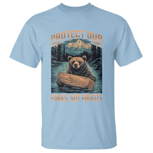 Protect Our National Parks T Shirt Parks Not Profits Bear Retro Graphic TS02 Light Blue Print Your Wear